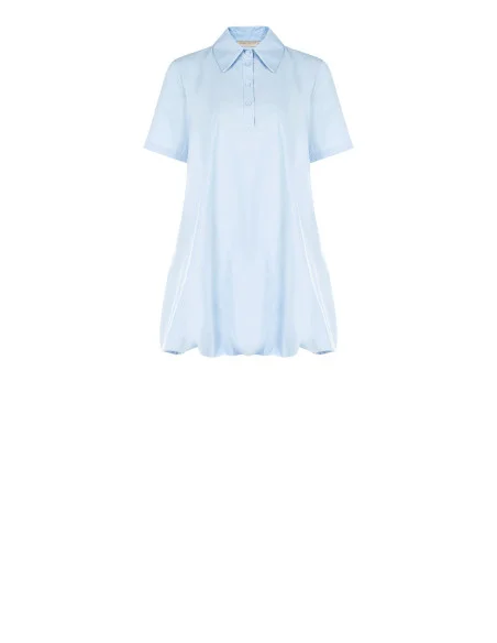 Short Cotton Balloon Shirt Dress With Pockets Rinascimento