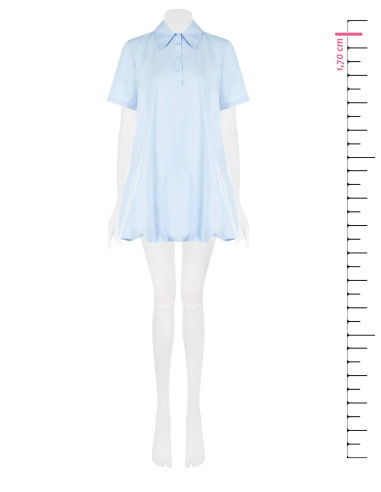 Short Cotton Balloon Shirt Dress With Pockets Rinascimento