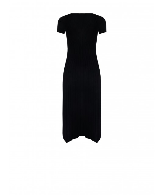 Robe fourreau en maille côtelée fine et ample vers le bas avec col en V Rinascimento