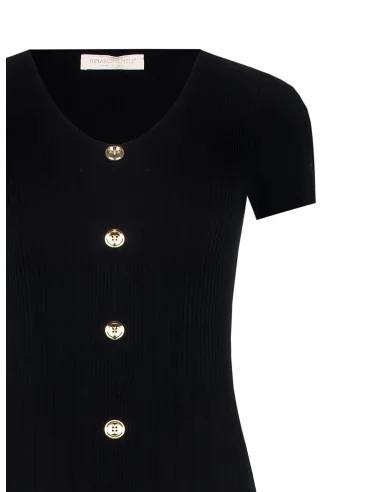 Robe fourreau en maille côtelée fine et ample vers le bas avec col en V Rinascimento