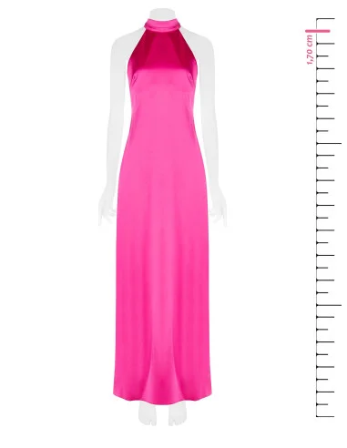 Rinascimento Satin Slip And Flared Long Dress