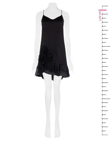 Ultralight Lyocell Short Dress With Applied Roses Rinascimento