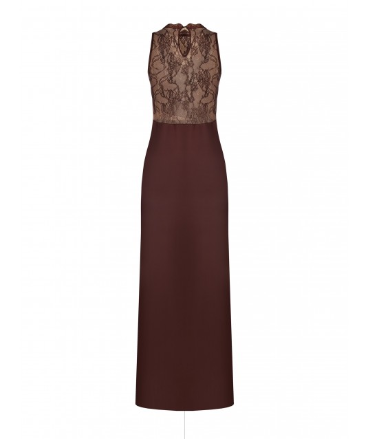 Fluid Fabric Long Dress With Lace Inserts Rinascimento