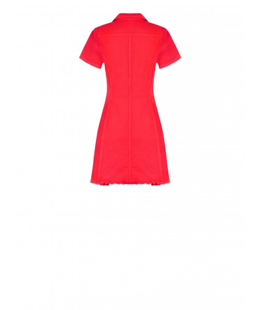 Rinascimento - Robe courte en denim extensible avec bas effiloché