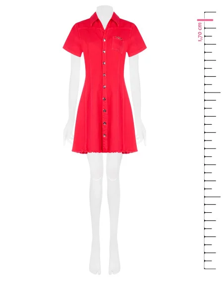 Rinascimento - Robe courte en denim extensible avec bas effiloché
