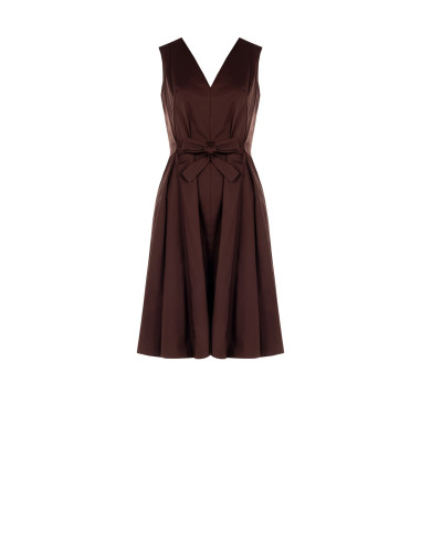 Double V-Neck Stretch Cotton Mix Knee-Length Dress by Rinascimento