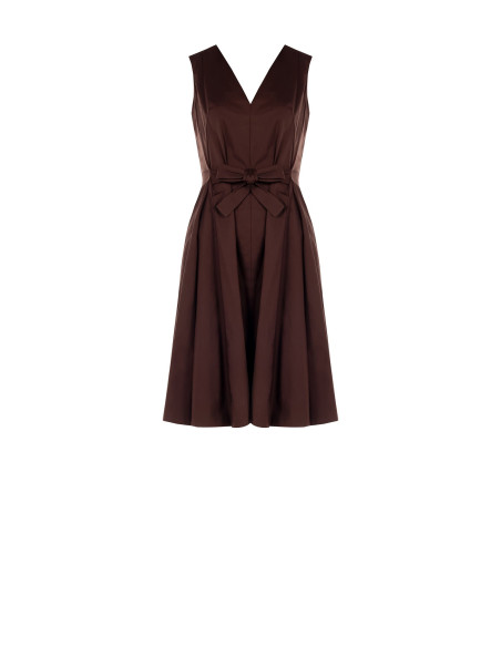 Double V-Neck Stretch Cotton Mix Knee-Length Dress by Rinascimento