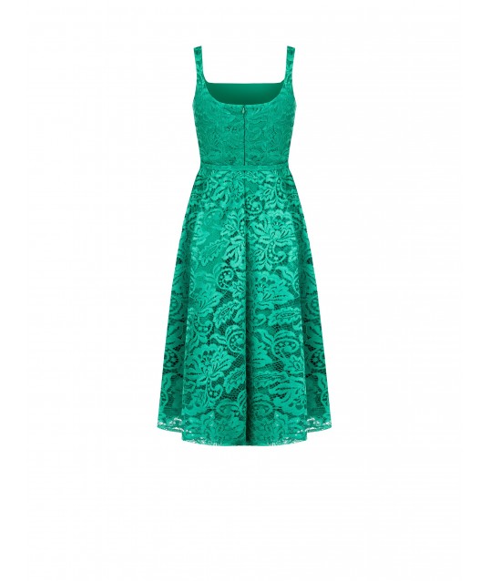 Midi Wheel Lace Dress With Slim Fit-In Belt Coordinated Rinascimento