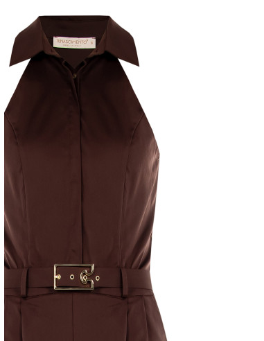 Pleated Pleated Mixed Cotton Stretch Culotte Trousers With Rigid Logo Belt Rinascimento