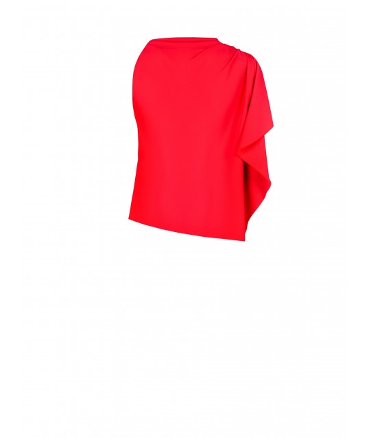 Asymmetrical Blouse In Fluid Fabric Curled On Shoulder Rinascimento