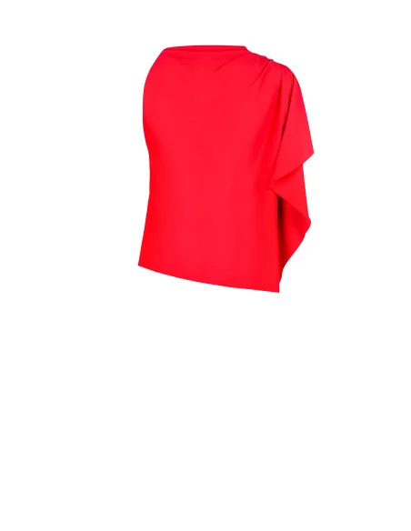 Asymmetrical Blouse In Fluid Fabric Curled On Shoulder Rinascimento