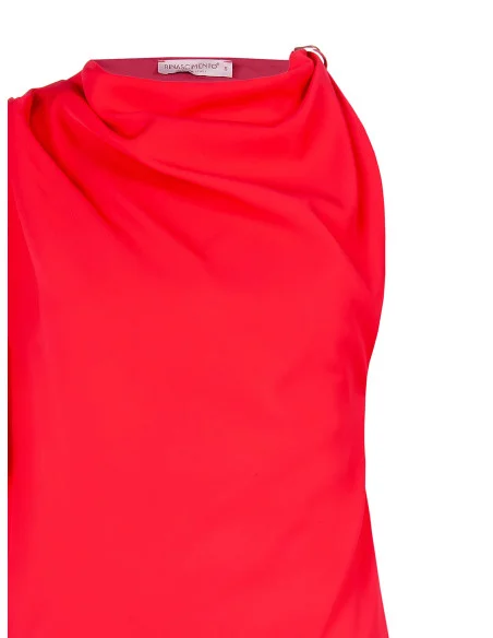 Asymmetrical Blouse In Fluid Fabric Curled On Shoulder Rinascimento