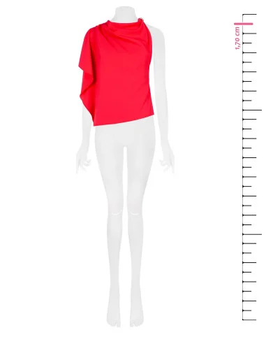 Asymmetrical Blouse In Fluid Fabric Curled On Shoulder Rinascimento