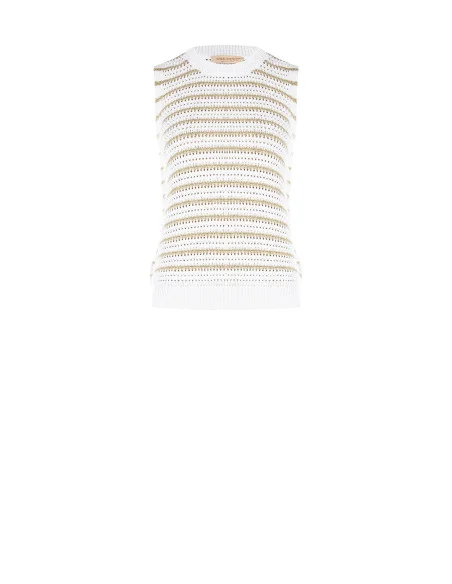 Top In Maglia Intrecciata In Misto Cotone E Viscosa Con Filato In Lurex Rinascimento