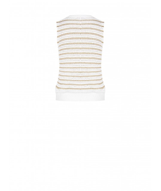 Cotton-Viscose Blend Woven Knit Top With Lurex Yarn Rinascimento