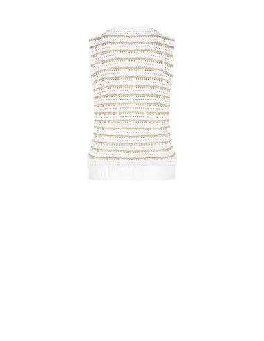 Cotton-Viscose Blend Woven Knit Top With Lurex Yarn Rinascimento