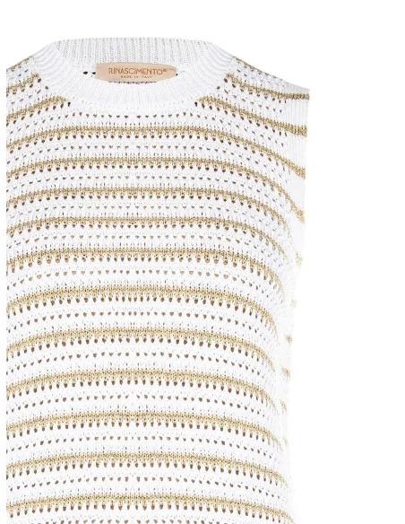 Top en tricot tissé en mélange coton-viscose avec fil Lurex Rinascimento