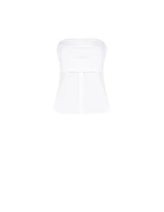 Top In Cotone Con Fascia A Pieghe E Bottoni Da Camicia Rinascimento