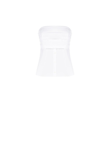 Top en coton avec bande plissée et boutons de la chemise Rinascimento