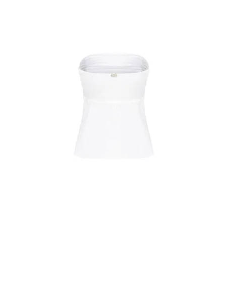 Top en coton avec bande plissée et boutons de la chemise Rinascimento