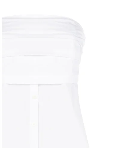 Top In Cotone Con Fascia A Pieghe E Bottoni Da Camicia Rinascimento