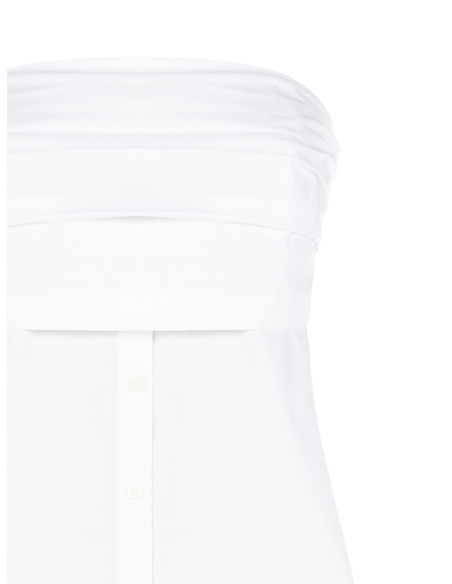Top In Cotone Con Fascia A Pieghe E Bottoni Da Camicia Rinascimento