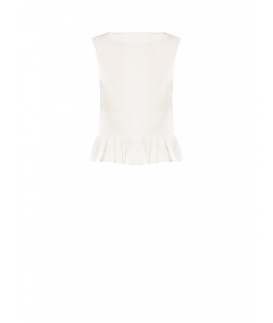 Extralight Lyocell Wide Top With Ruffle And Rose Appliqué Rinascimento