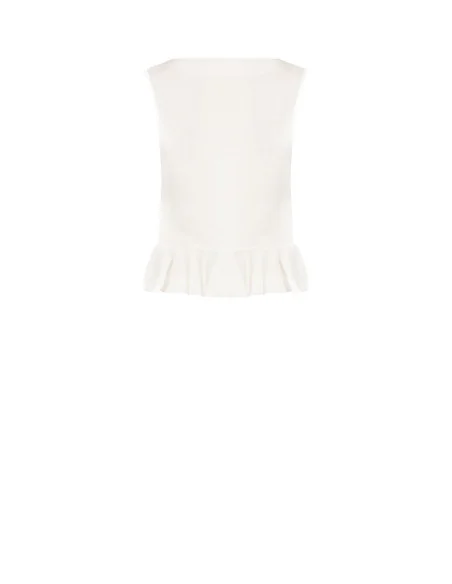 Extralight Lyocell Wide Top With Ruffle And Rose Appliqué Rinascimento