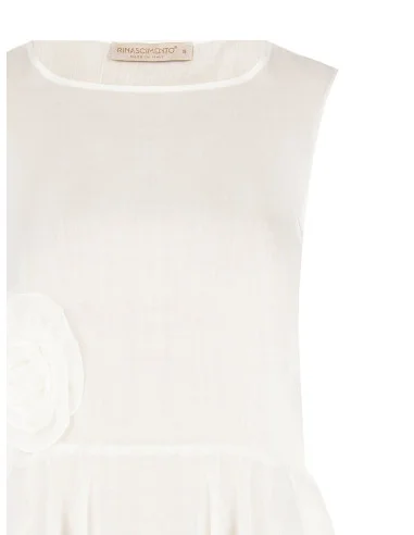 Extralight Lyocell Wide Top With Ruffle And Rose Appliqué Rinascimento