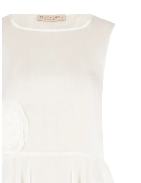 Extralight Lyocell Wide Top With Ruffle And Rose Appliqué Rinascimento