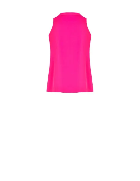 Fluid Satin Opaque Blouse With Ruffle Front Rinascimento