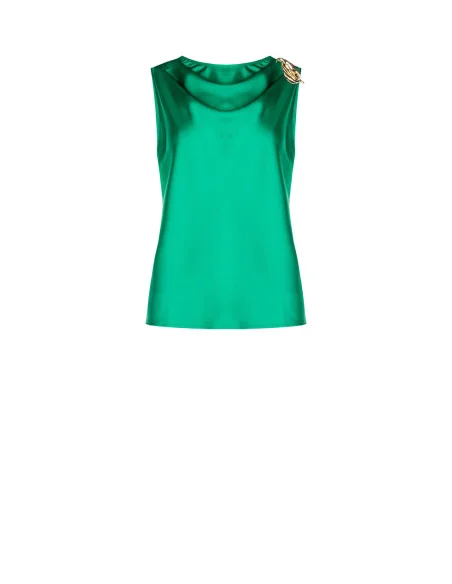 Satin Top With Calla Rinascimento Brooch