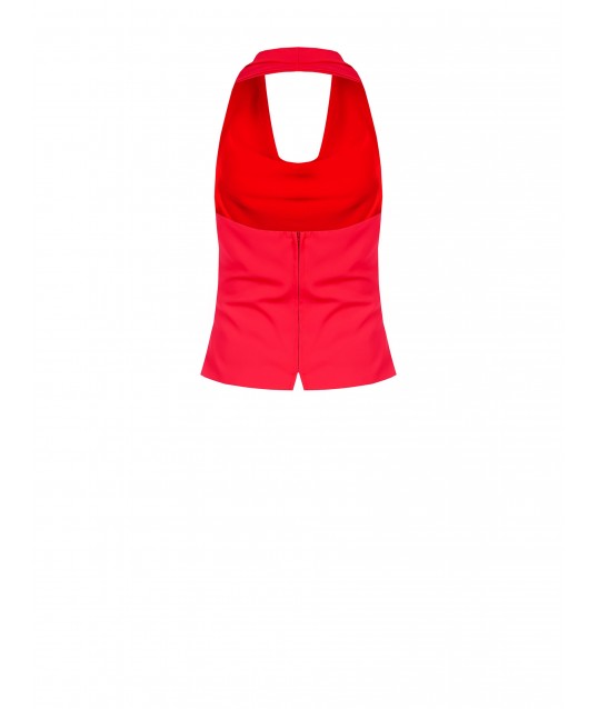 Rinascimento Fluid Fabric Ring Neckline Fitted Top