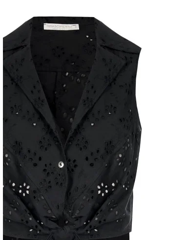 Rinascimento - Chemise courte en coton Sangallo à nœuds