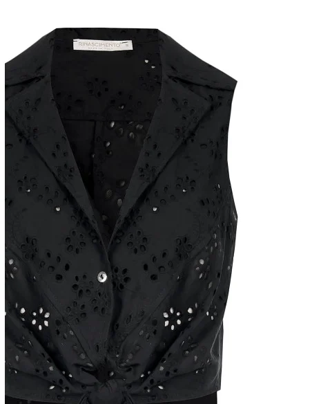 Camicia Crop Con Nodo In Cotone Sangallo Rinascimento
