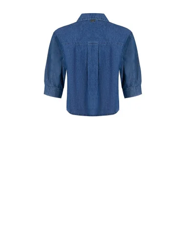 Chemise large et courte en denim léger avec manches 3/4 Rinascimento