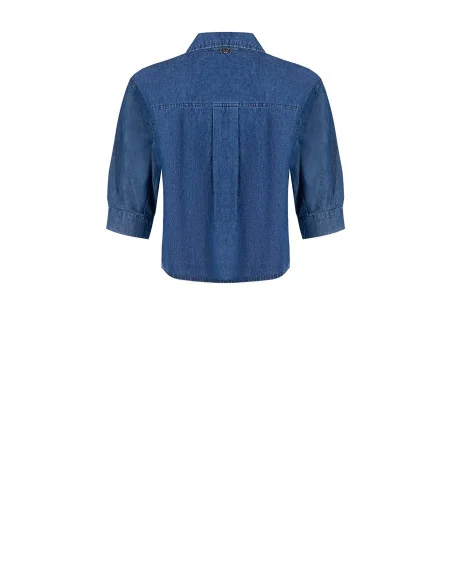 Camicia Ampia E Corta In Denim Leggero Con Maniche A 3/4 Rinascimento