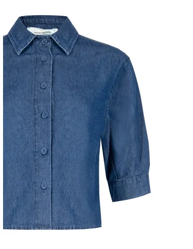 Lightweight Denim Wide and Short Shirt with 3/4 Length Sleeves Rinascimento