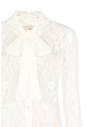 Rinascimento - Chemise cintrée en dentelle transparente avec nœud
