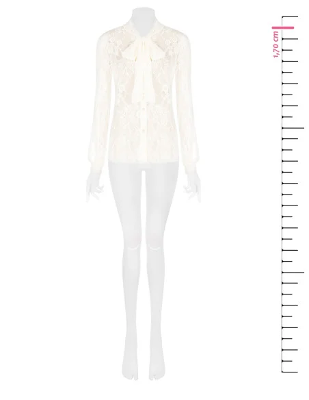 Rinascimento - Chemise cintrée en dentelle transparente avec nœud