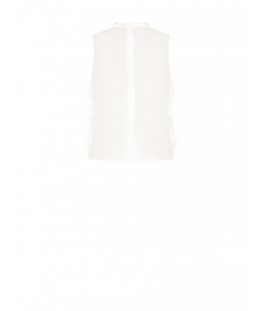 Blusa In Tulle Ricamato E Pizzo Davanti E Lyocell Ultralight Dietro Rinascimento