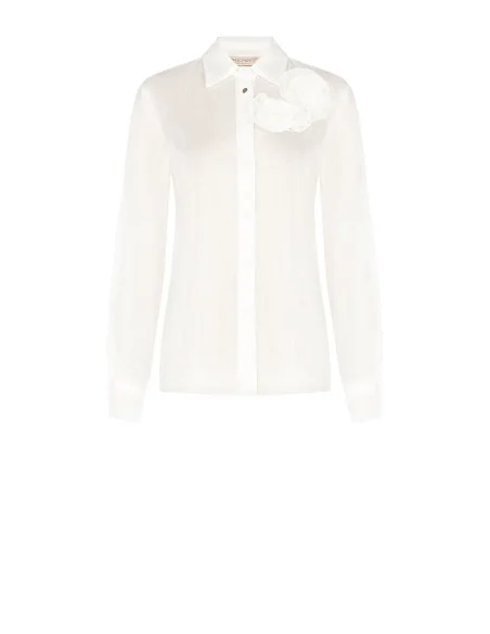 Ultralight Lyocell Shirt With Applied Roses Rinascimento