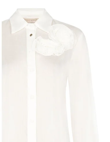Camicia In Lyocell Ultralight Con Rose Applicate Rinascimento