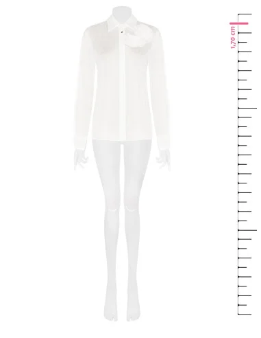 Camicia In Lyocell Ultralight Con Rose Applicate Rinascimento