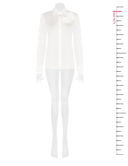 Camicia In Lyocell Ultralight Con Rose Applicate Rinascimento