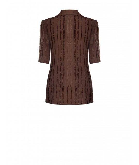 Rinascimento Frayed Striped Mixed Viscose Blazer Jacket