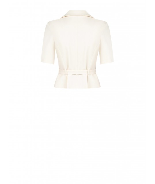 Giacca Blazer Crop In Tessuto Fluido Con Cintura In Vita Coordinata Rinascimento