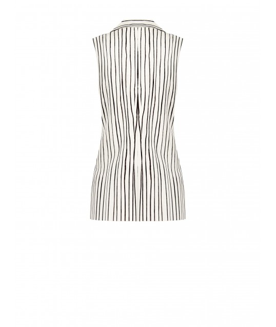 Gilets longs en viscose et lin mélangés Irregular Striped Long Vests with Side Slits Rinascimento