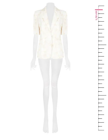 Veste blazer en viscose et lin mélangés avec broderie de fleurs en relief Rinascimento