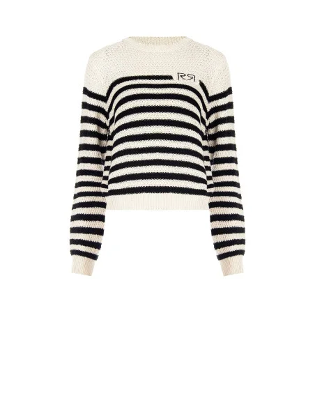 Pull rayé en crochet avec logo Rr Rinascimento